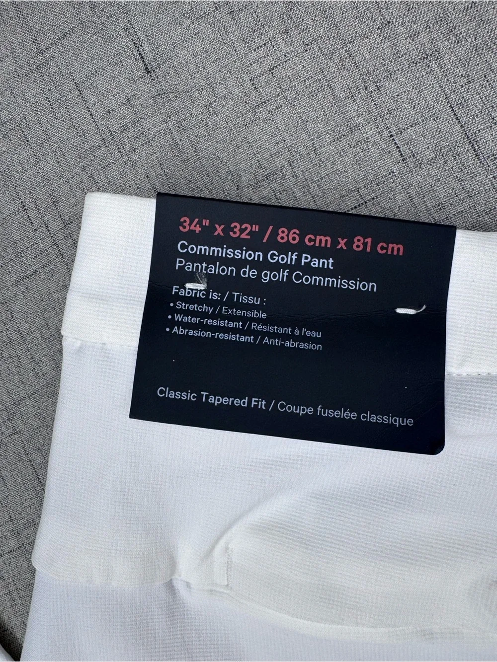 Mens Lululemon Commission Golf Pant 32” Length White Size 34 NWT
